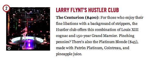 Hustler Club #2 Most Expensive Cocktail on Eater